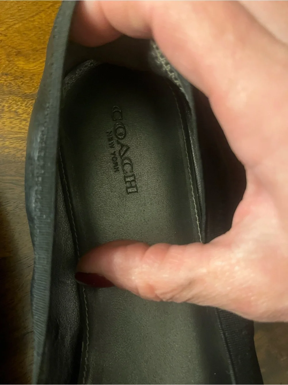 Coach Chelsea Black Leather Patent Ballet Flats Logo Size 10